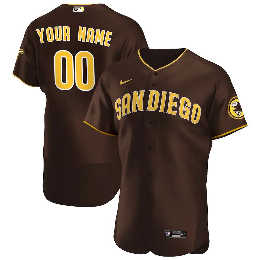 Cheap Mens San Diego Padres Nike Brown Road Official Authentic Custom MLB Jerseys